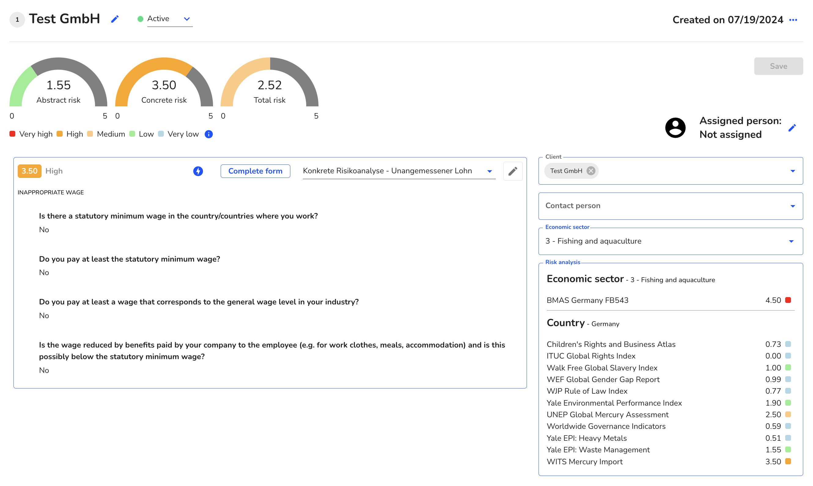 Detailed view of the supplier profiles