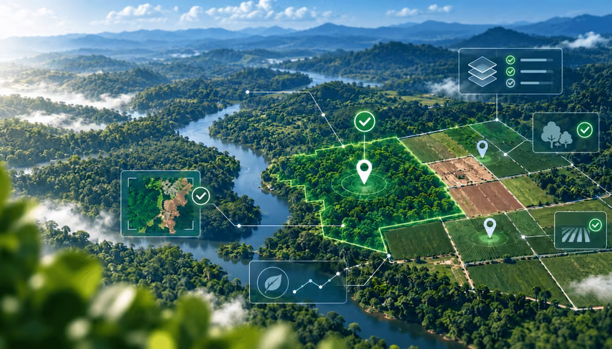 EUDR Geolokalisierung: Wie die EUDR Lösung von lawcode Geodaten automatisch prüft